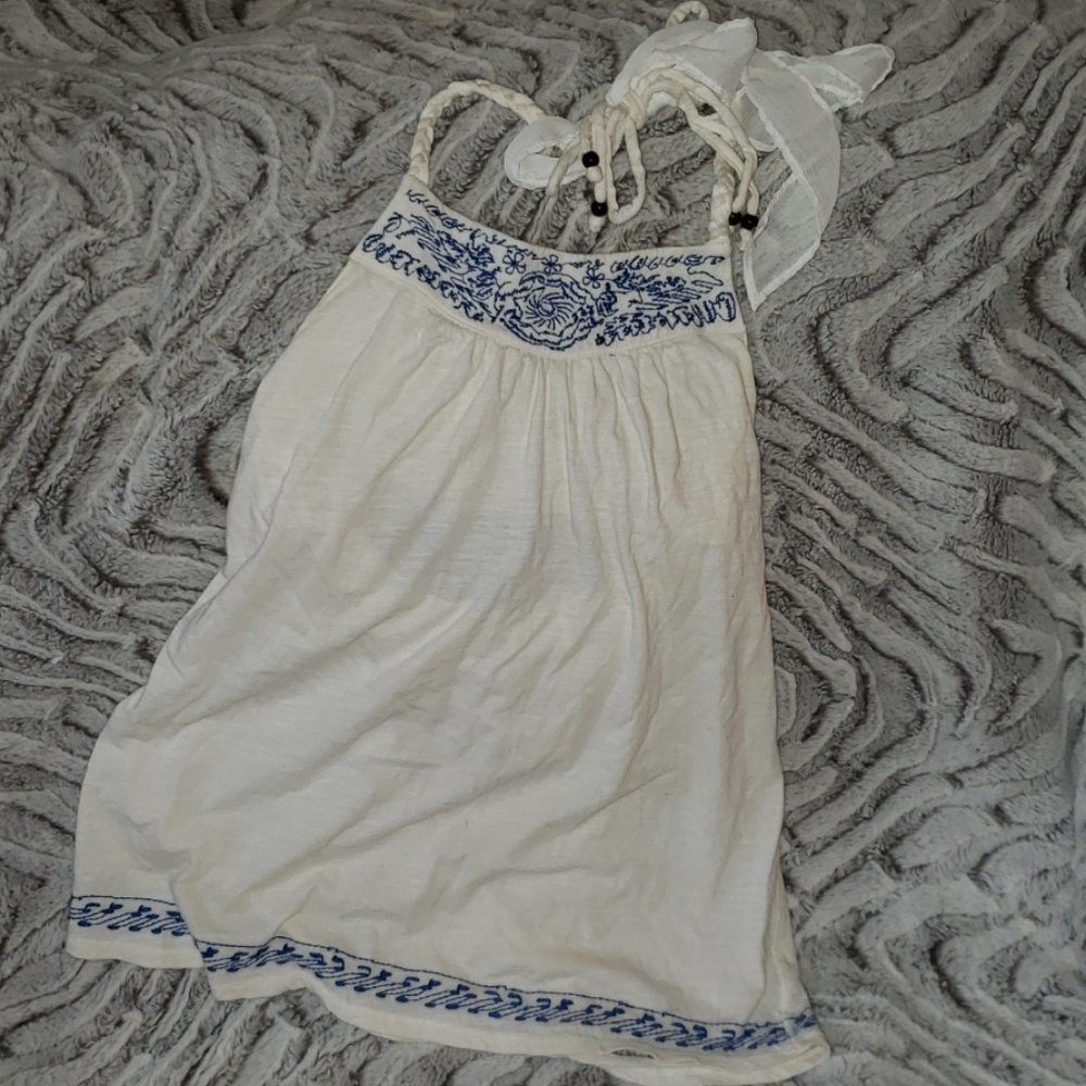 American Eagle Halter top blue and white